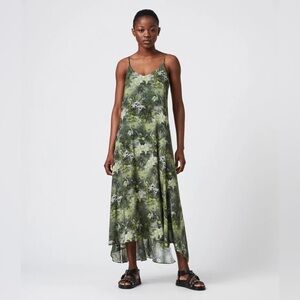 All Saints Essey Rejuvenate‎ Printed Tropical Green Dress Midi Size 8